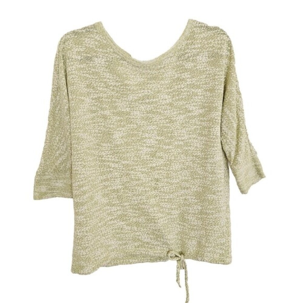 LOFT Knit Drawstring Waist Sweater Top Womens Size M 3/4 Sleeves Sage Green‎